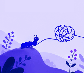 A caterpillar climbing a hill towards an untangling knot